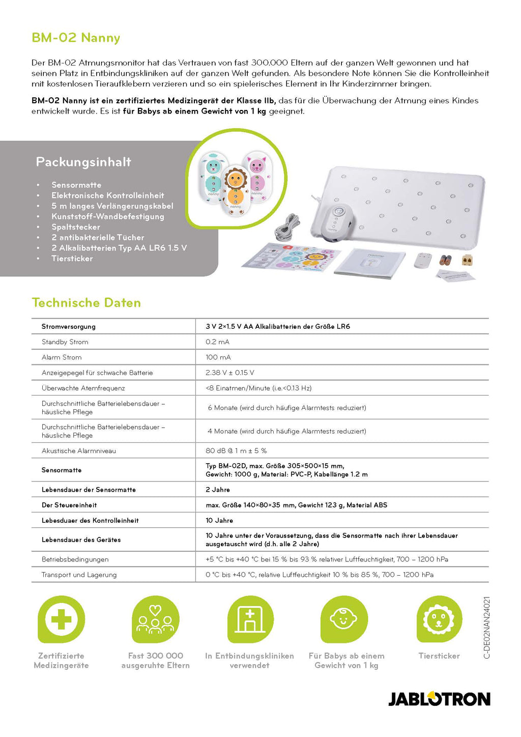 BM-02 Baby Atemmonitor – Atemüberwachung für Neugeborene | MonitorNanny