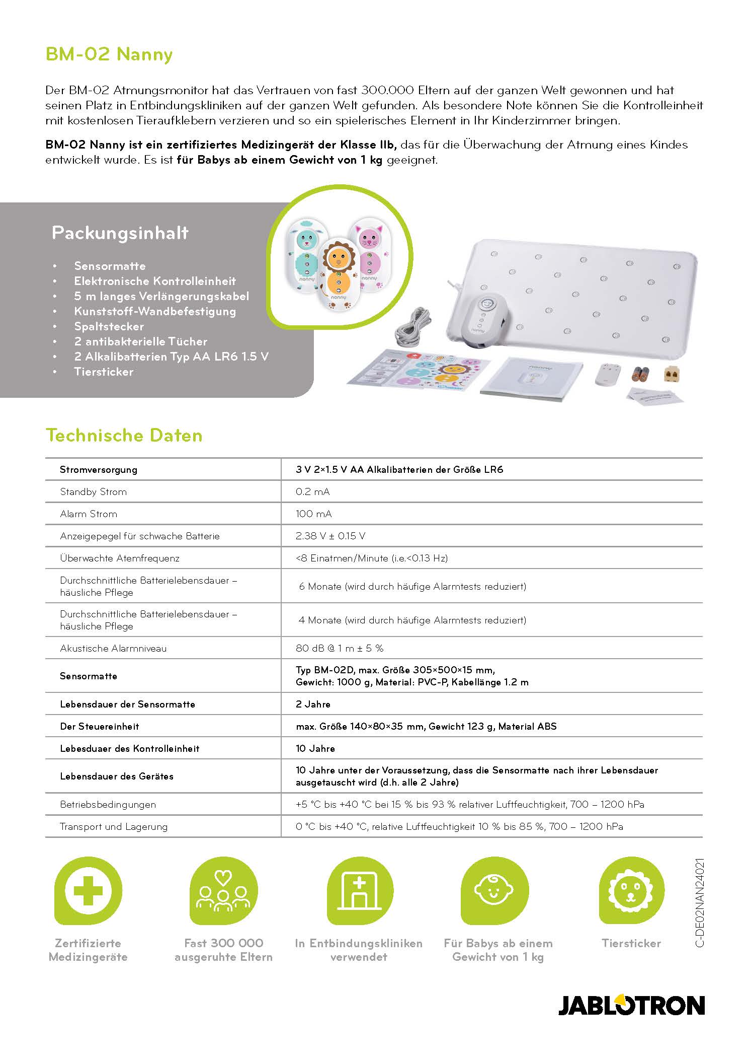 BM-02 Baby Atemmonitor – Atemüberwachung für Neugeborene | MonitorNanny